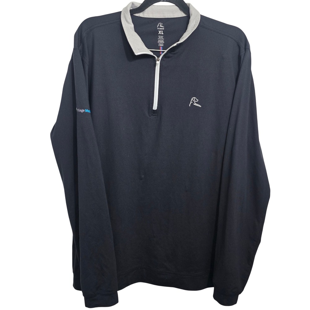 Rhoback Men's Size XL Performance Black Quarter Zip Pullover Sleeve Logo